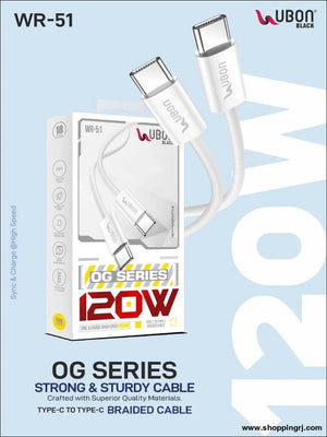 UBON WR-51 Type-C to Type-C Braided Cable 120w  speed