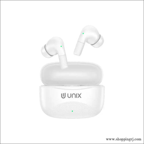 Unix Airbuds Z3 Brizo – 48hr Playtime Enc High Bass Bt 5.4 True Wireless Earbuds with Free Silicone Case - White