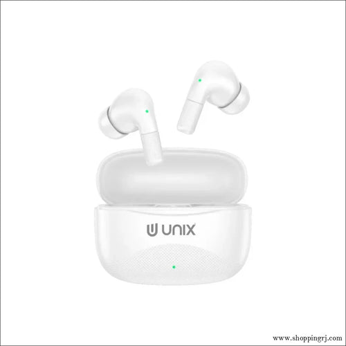 Unix Airbuds Z3 Brizo – 48Hr Playtime ENC High Bass BT 5.4 True Wireless Earbuds with Free Silicone Case - White