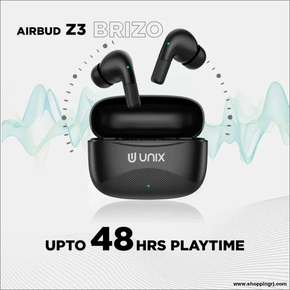 Unix Airbuds Z3 Brizo – 48Hr Playtime ENC High Bass BT 5.4 True Wireless Earbuds with Free Silicone Case - Earbuds