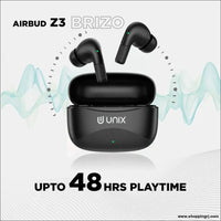 Unix Airbuds Z3 Brizo – 48Hr Playtime ENC High Bass BT 5.4 True Wireless Earbuds with Free Silicone Case - Earbuds