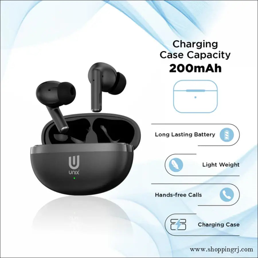 Unix Airbuds Z4 Uno – 40hr Playtime High Bass Bt 5.4 True Wireless Earbuds with 2 Moc Ic Protection