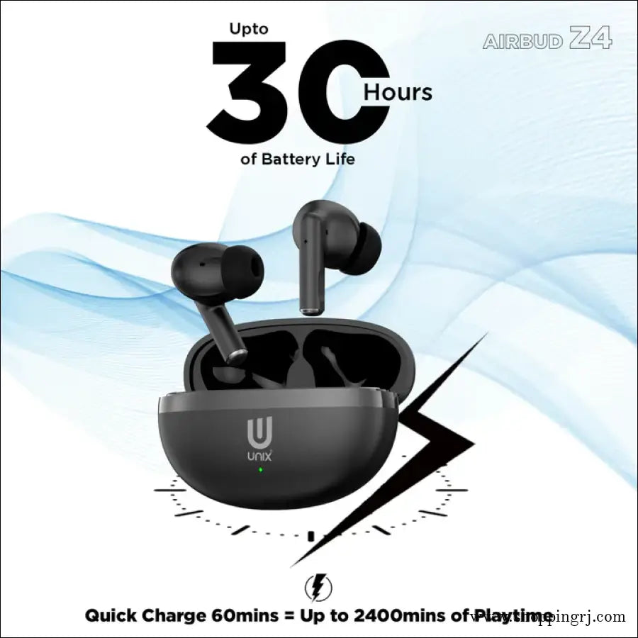 Unix Airbuds Z4 UNO – 40Hr Playtime, High Bass BT 5.4 True Wireless Earbuds with 2 MOC IC Protection