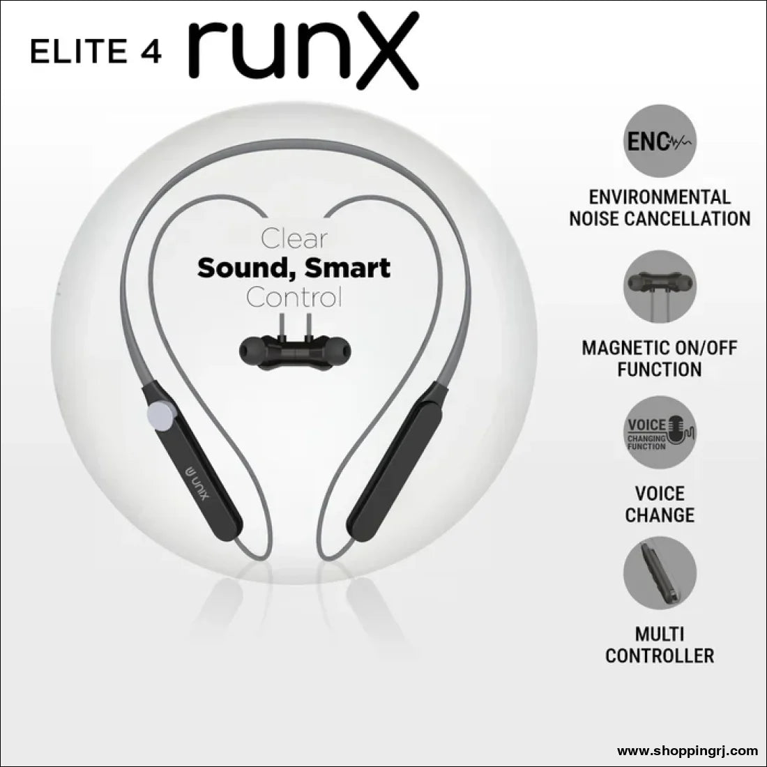 Unix Elite 4 Runx Wireless Neckband – 54H Playtime ENC Magnetic On/Off & Multi-Controller - neckband
