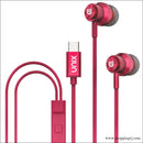 Unix Harmony Type c Wired Earphone for Clear Audio Quality - Red