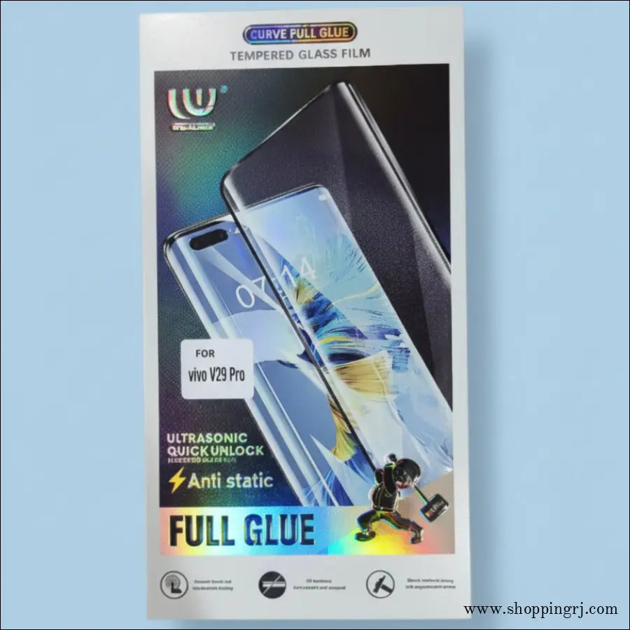Vivo V29 Pro Full Glue Tempered Glass , Premium Quality Fingerprint Working